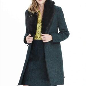 Banana Republic Dark Teal Pea Coat with Black Trim